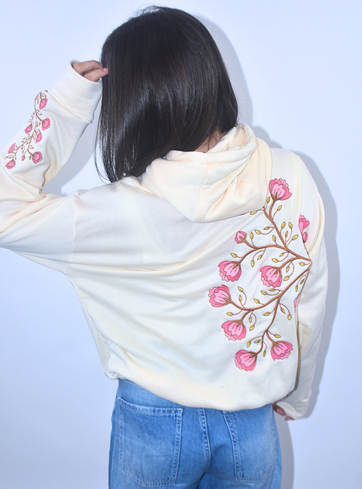 Eternal Bloom Hoodie Women – Beige, Handmade Limited Edition