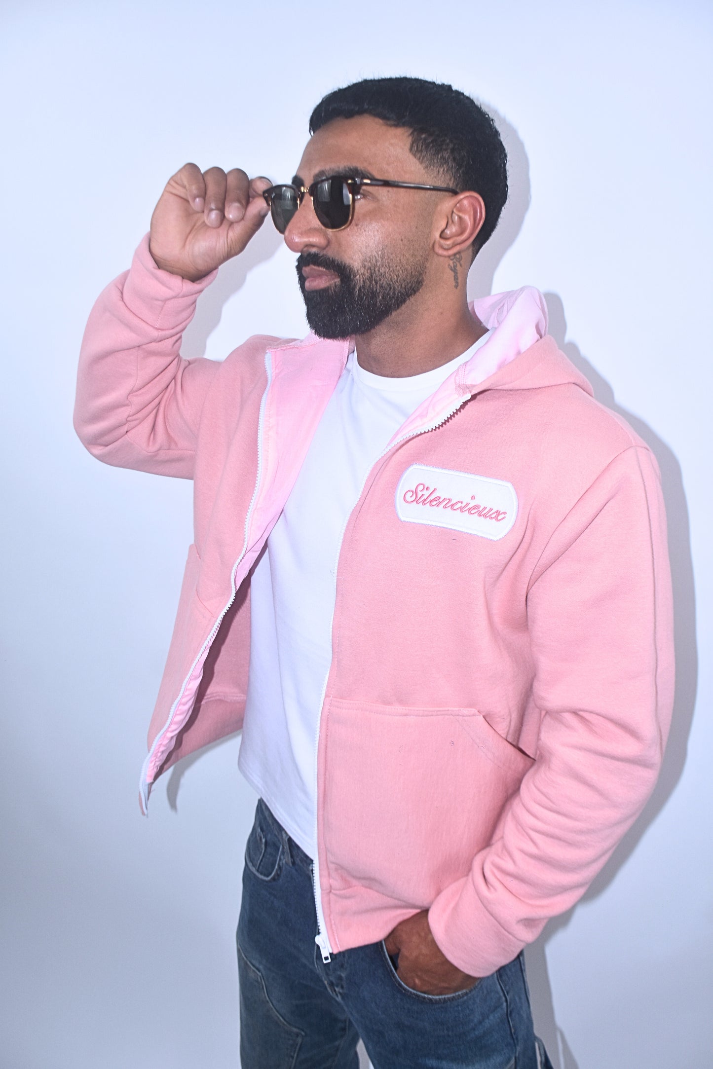 Aurora Hoodie Men – Light Pink, Handmade Limited Edition
