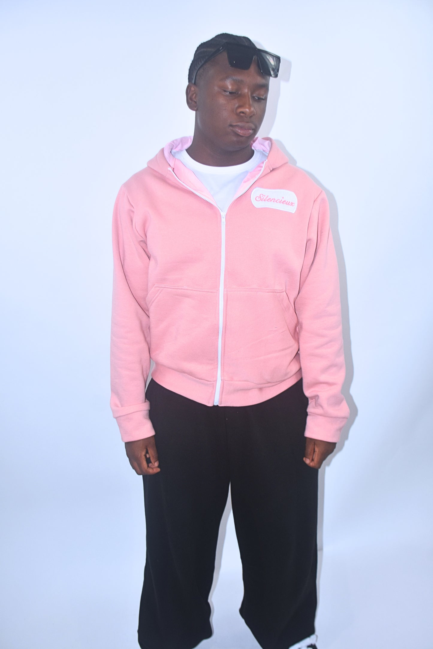 Aurora Hoodie Men – Light Pink, Handmade Limited Edition