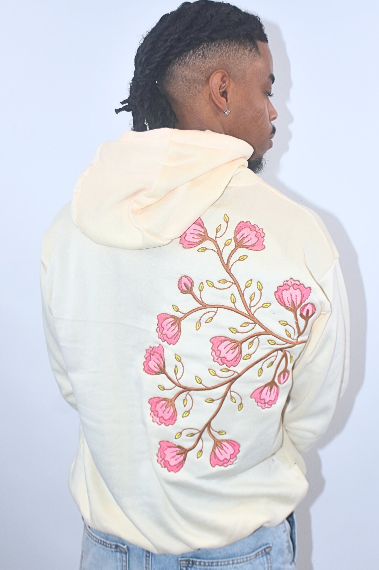 Eternal Bloom Hoodie Men – Beige, Handmade Limited Edition