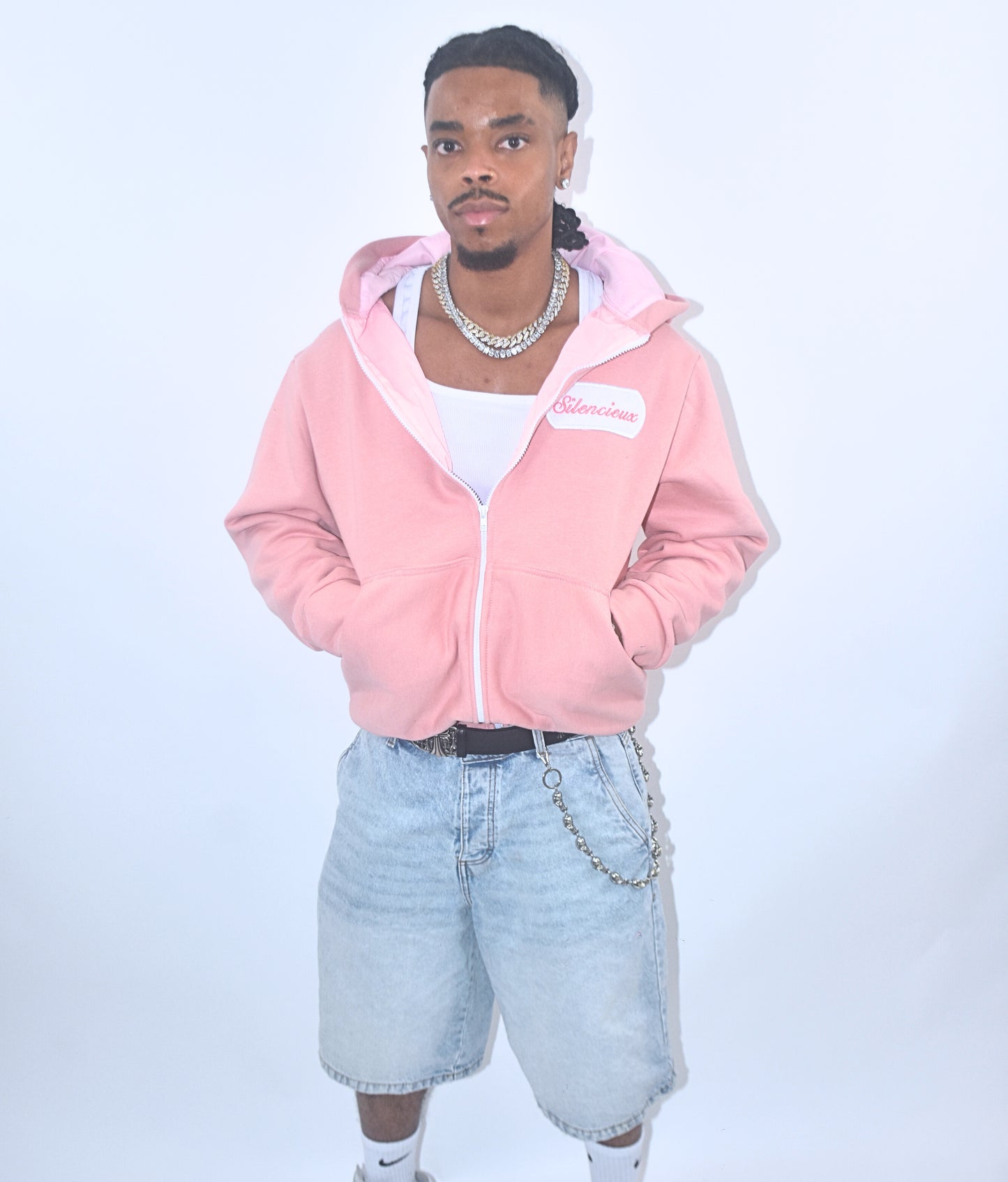 Aurora Hoodie Men – Light Pink, Handmade Limited Edition