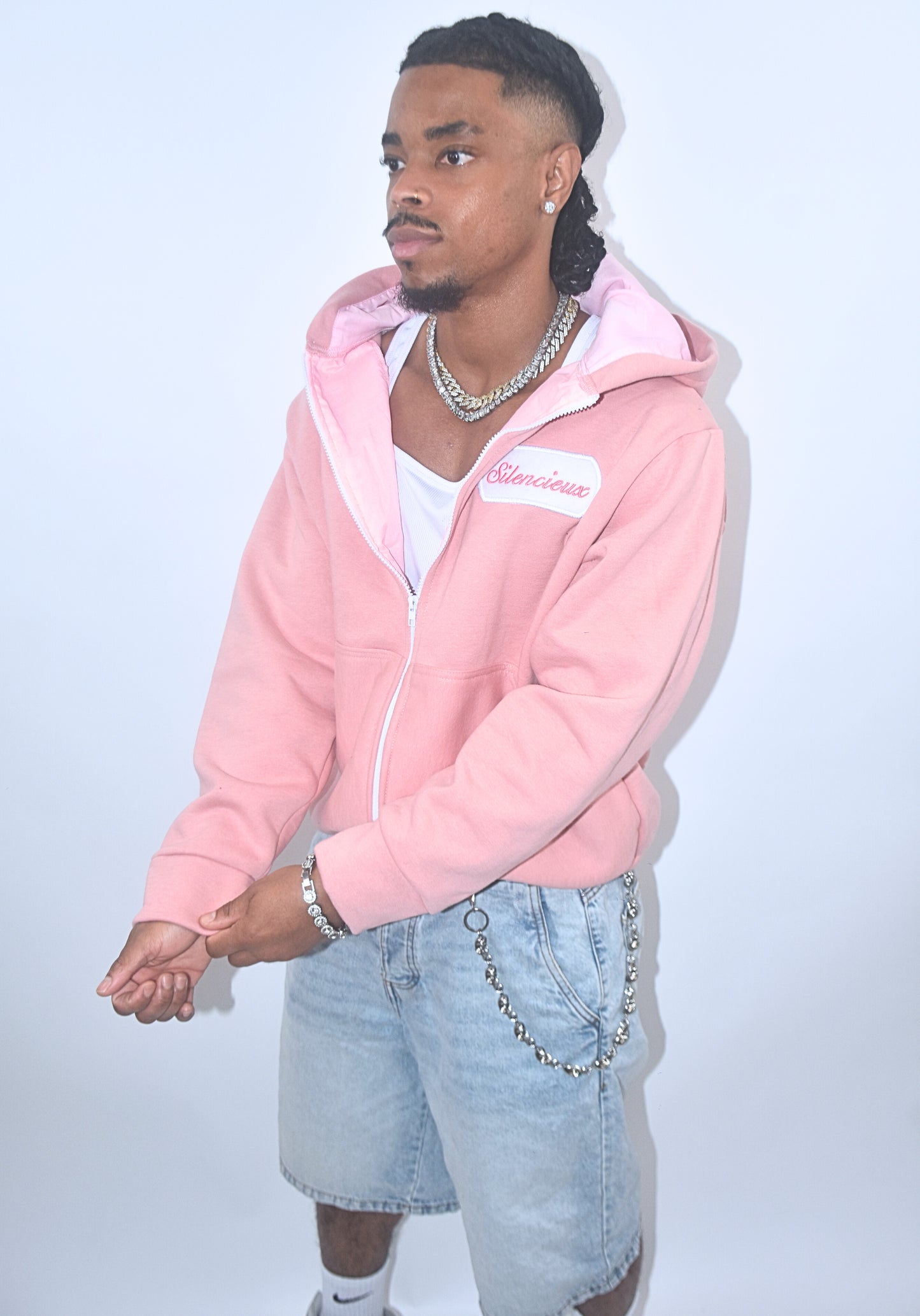 Aurora Hoodie Men – Light Pink, Handmade Limited Edition