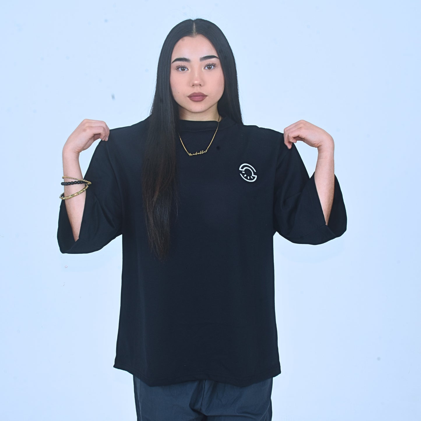 Women Navy Blue Short Sleeve T-shirt