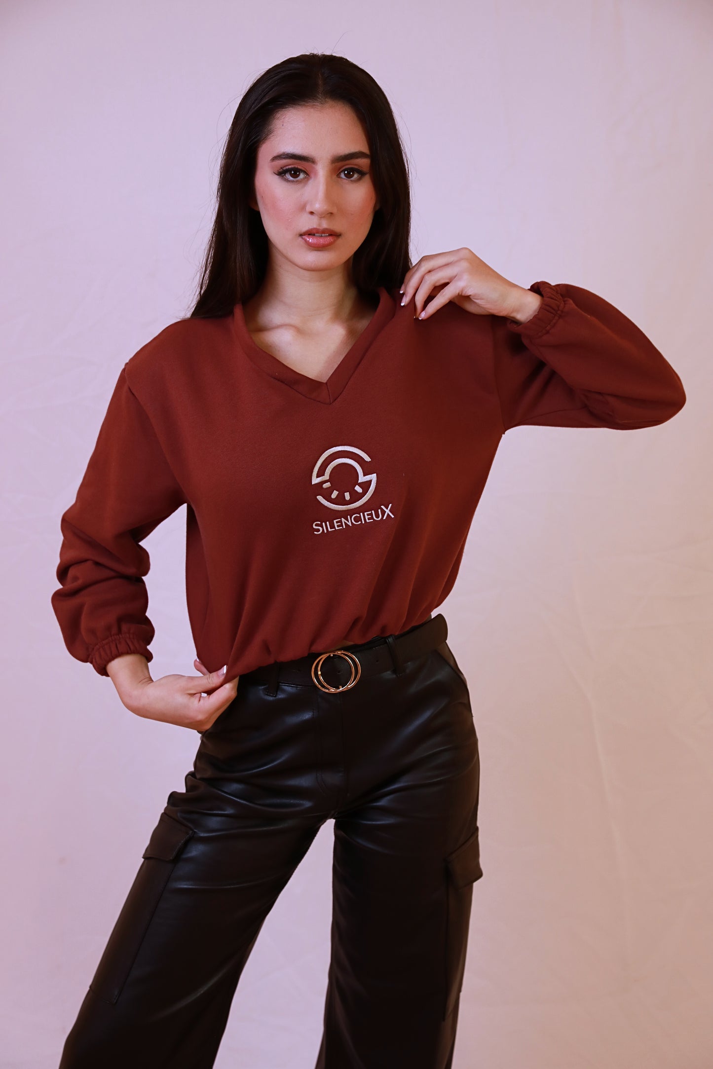 Maroon Crop Sweatshirt